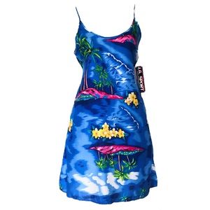 IG Sport Blue Tropical Dress/ Swimsuit Coverup Size M